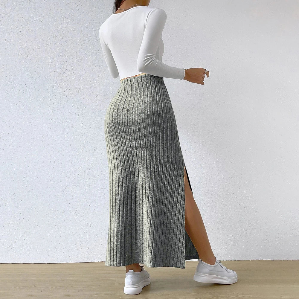 Women’s High-Waist Knitted Bodycon Midi Skirt