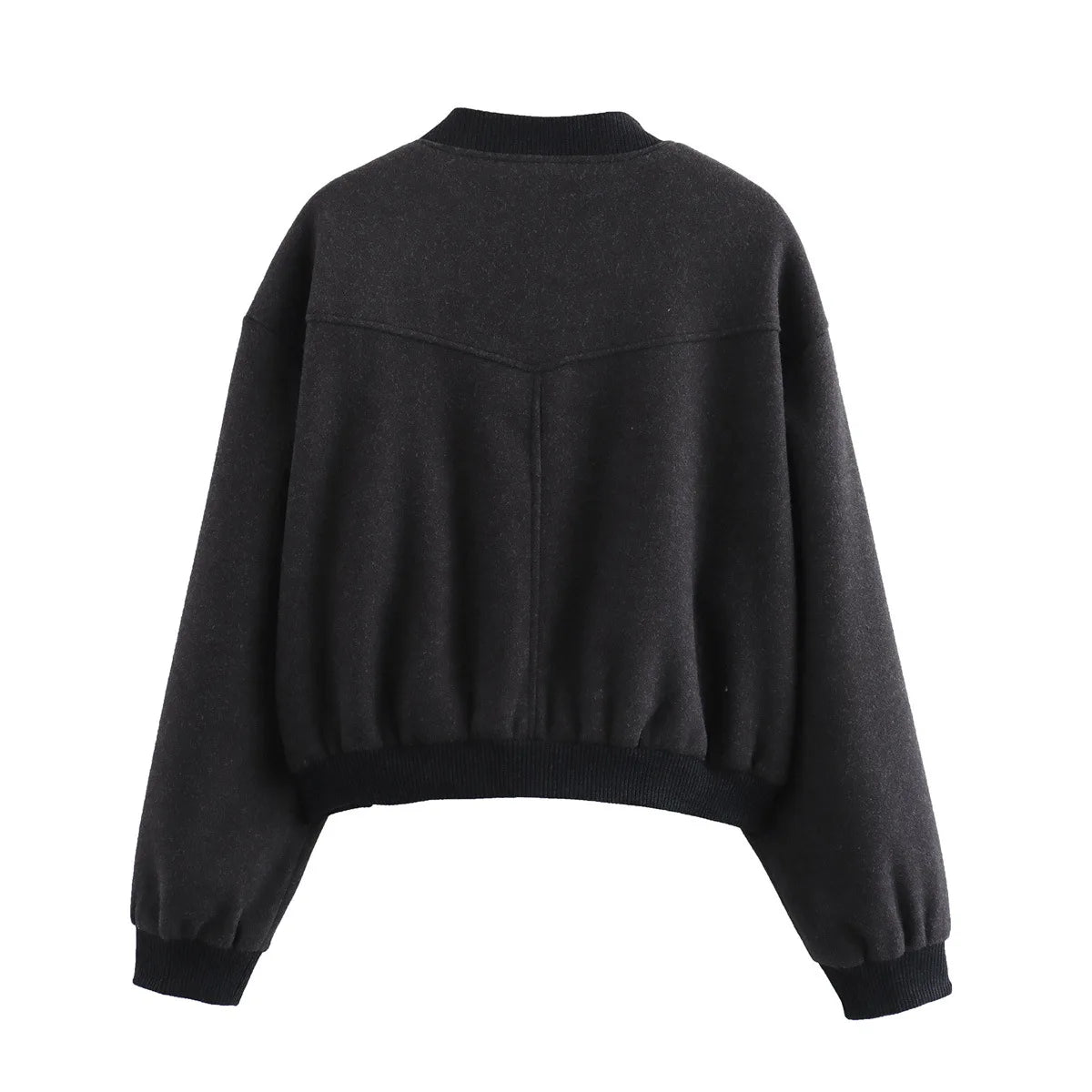 Women’s White Cropped Bomber Jacket – Autumn/Winter.