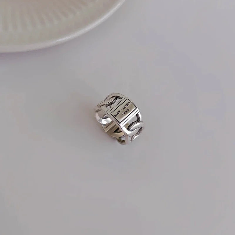 Women’s Punk Geometric Silver Ring