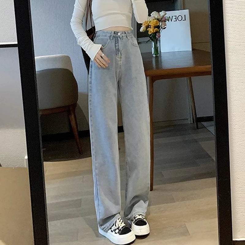 Women’s Vintage Wide-Leg High-Waist Jeans – Denim Pants