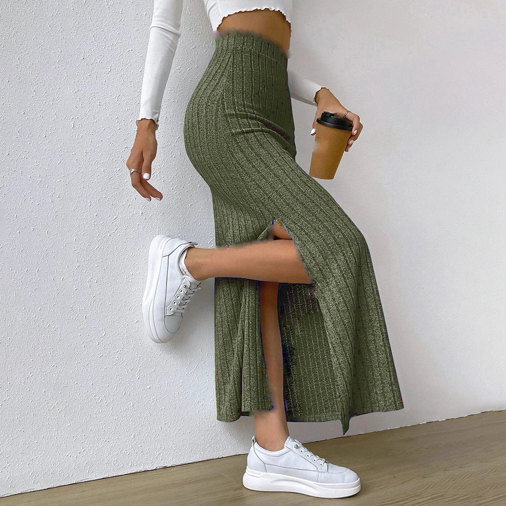 Women’s High-Waist Knitted Bodycon Midi Skirt