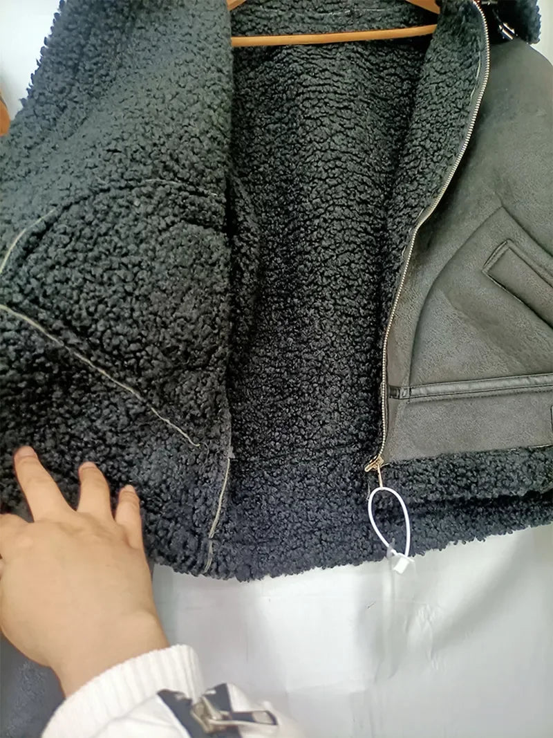 Women’s Faux Fur Shearling Winter Jacket.