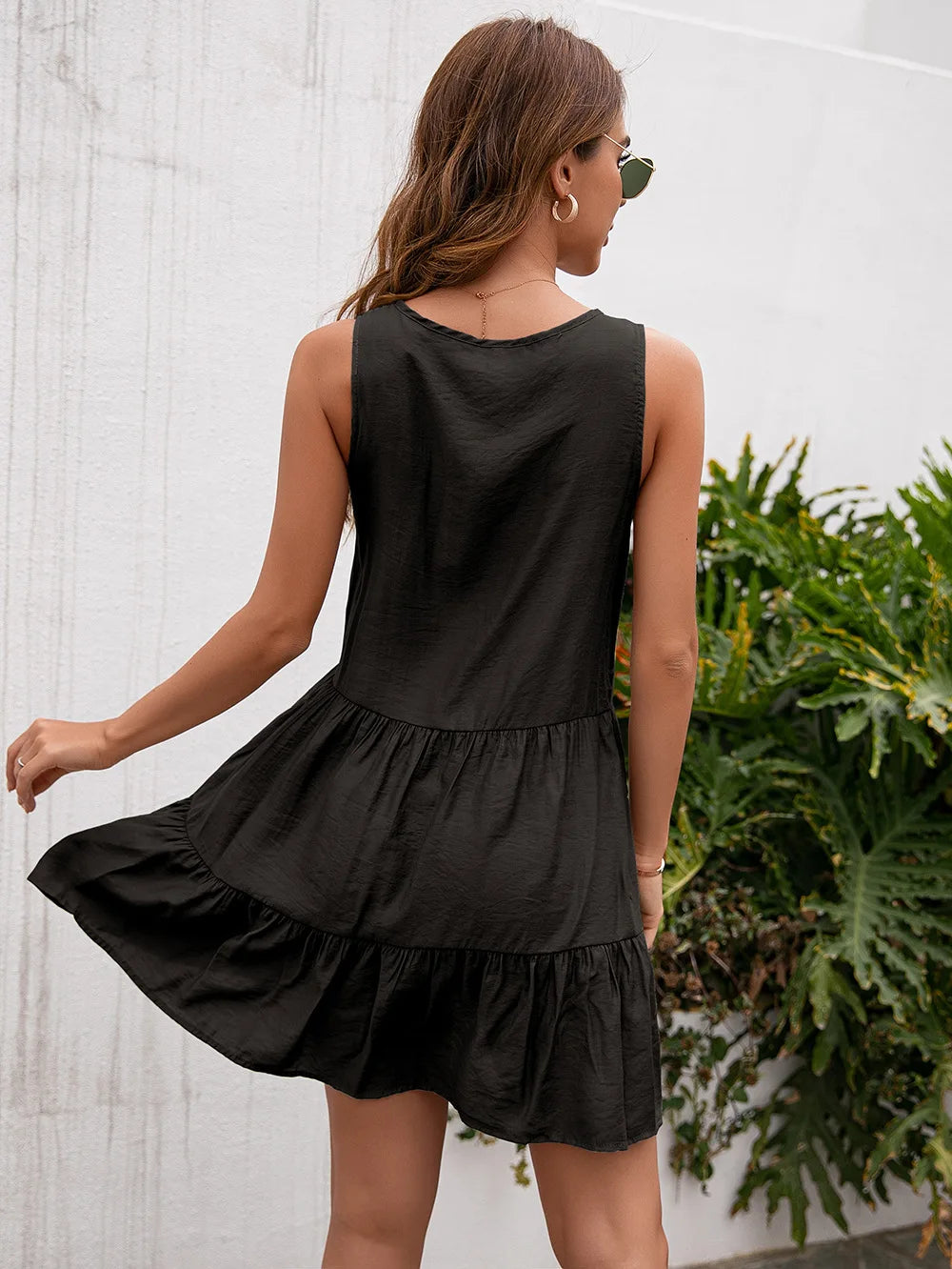 Women’s High-Waist Tassel Lace Mini Dress – Sleeveless Summer Sundress