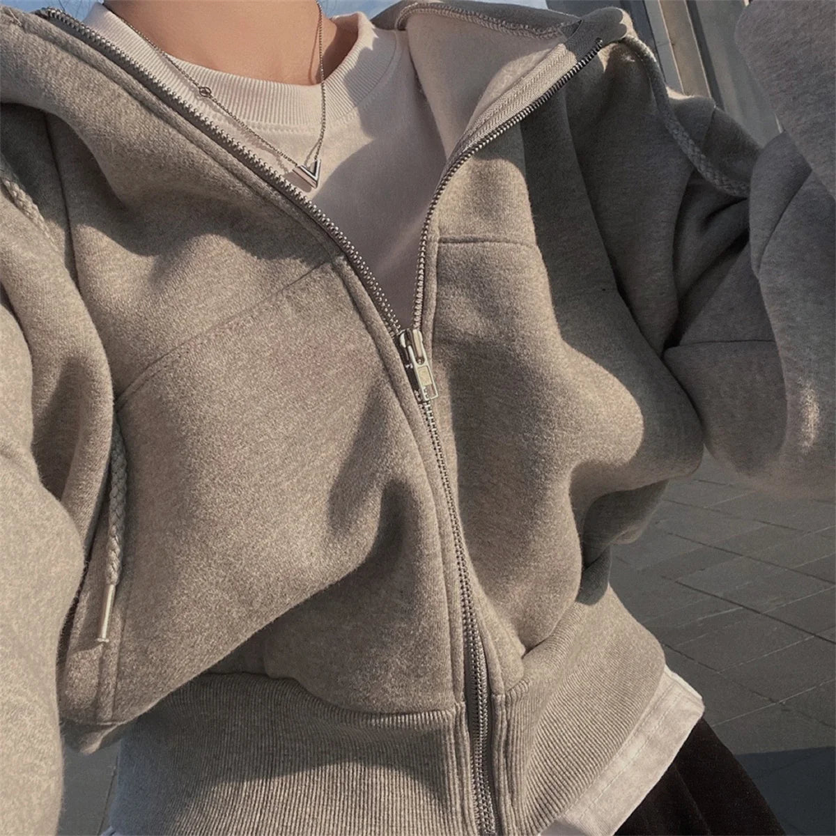Women’s Retro Oversized Zip-Up Hoodie