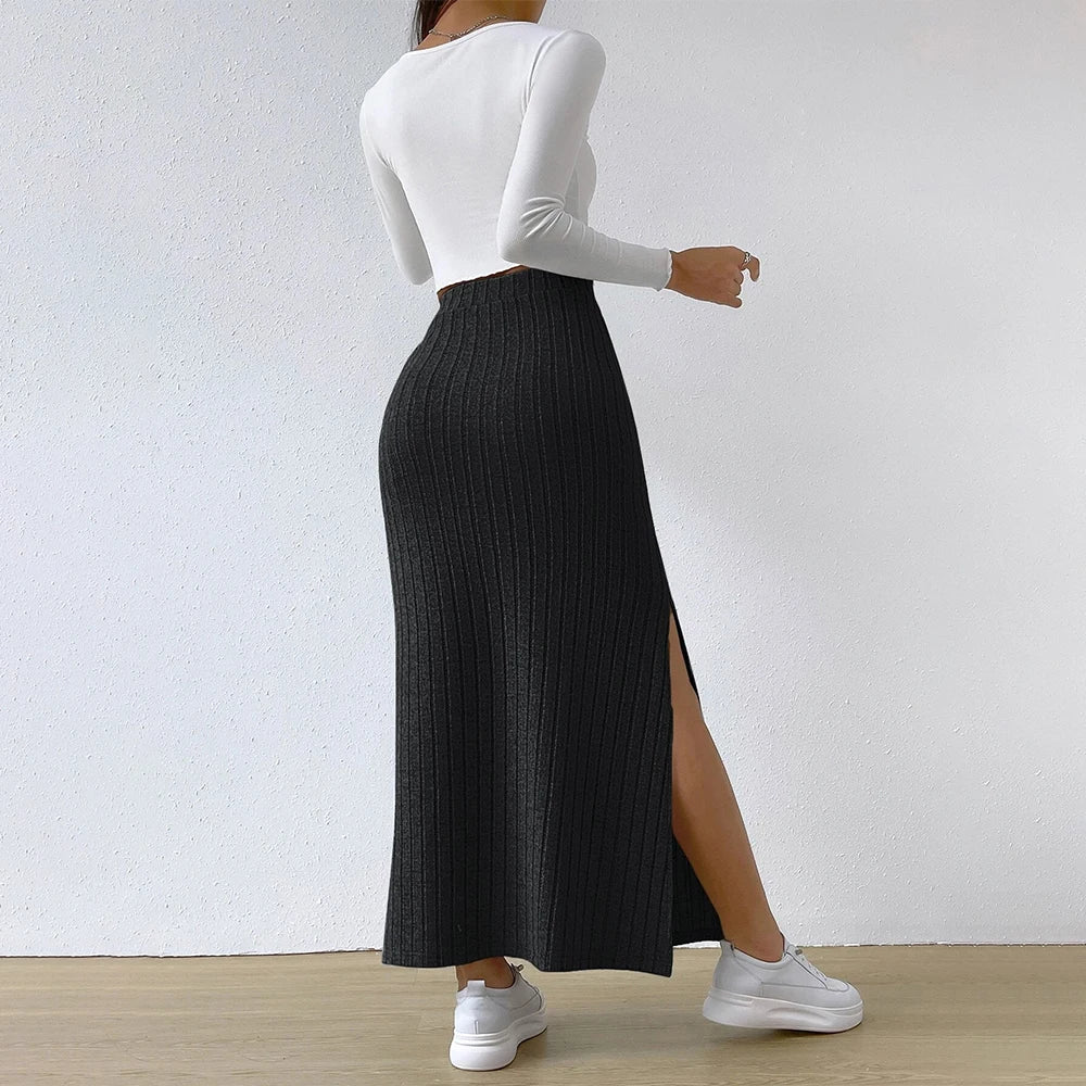 Women’s High-Waist Knitted Bodycon Midi Skirt