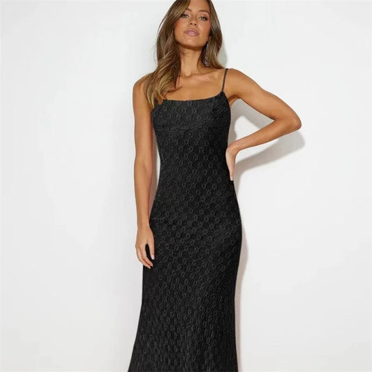 Women’s Solid Color Skinny Dress – Elegant Sexy Evening Gown