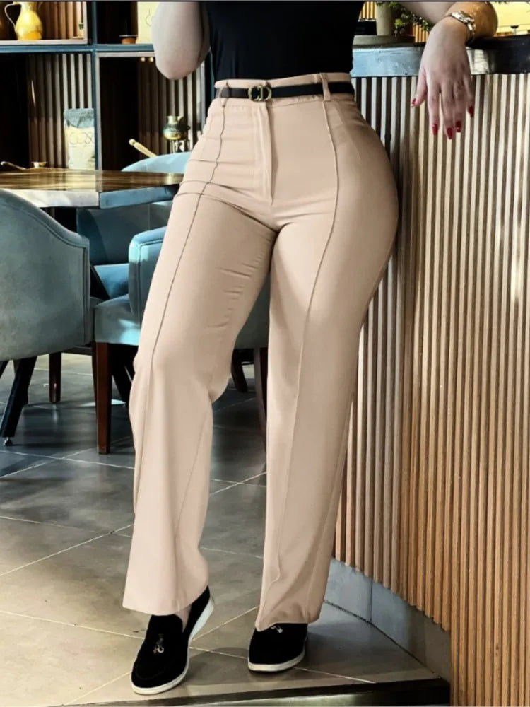 Women’s High-Waist Straight Work Pants – Slim Fit Elegant Trousers