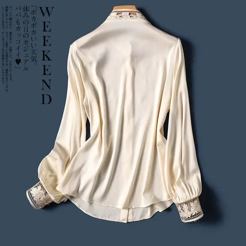 New arrived blouses for women Fashion elegan embroidery ladies shirts Button-Down Tops