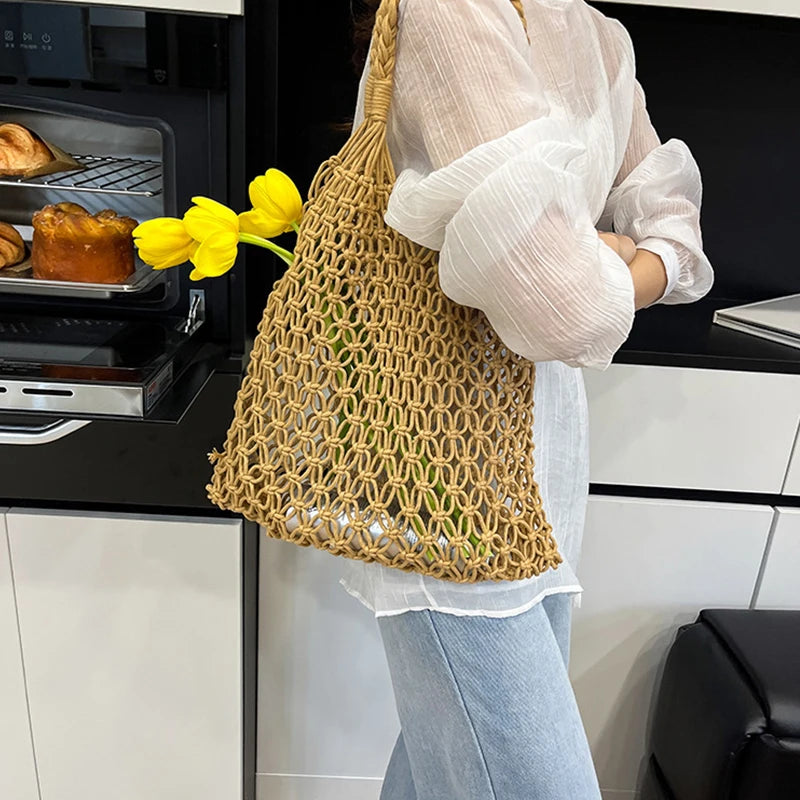 Women’s Hand-Woven Hollow Shoulder Tote