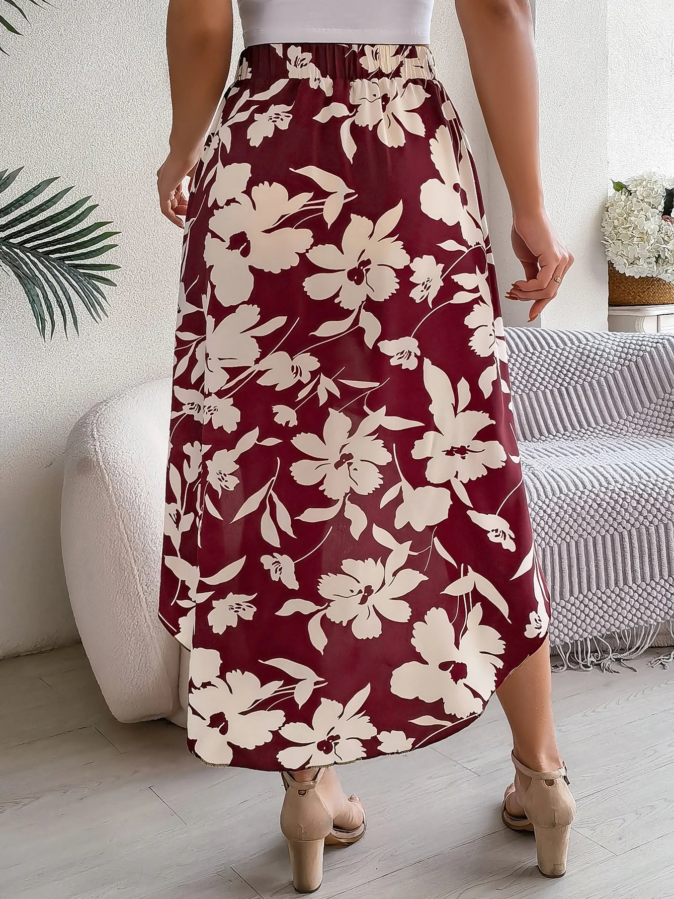Women’s Floral Ruffle Skirt – Spring Summer