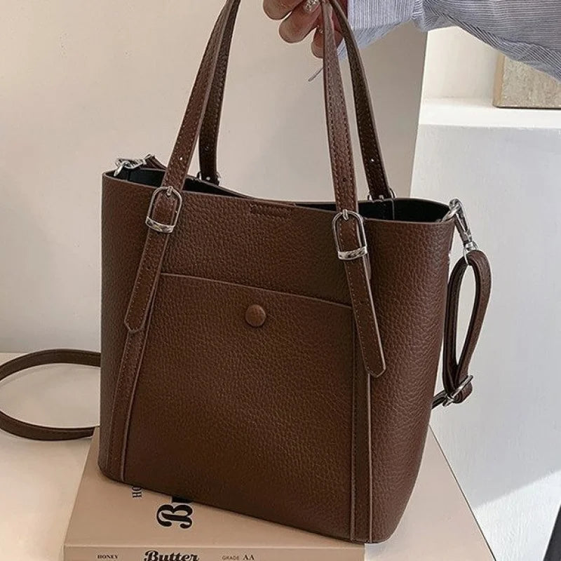 Women’s Designer Leather Handbag – Gold Accent