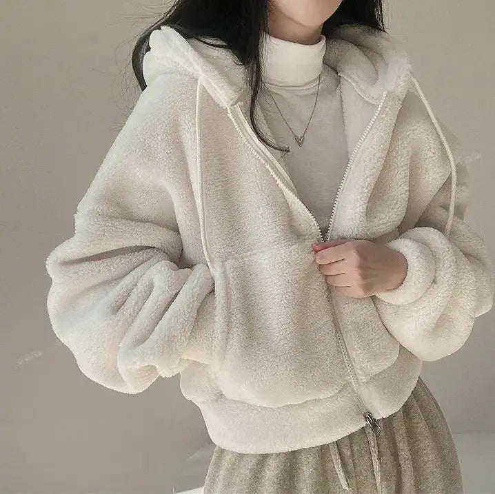 Women’s Winter Hooded Lambswool Jacket