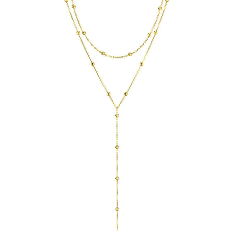 Women’s Gold Plated Layered Lariat Necklace