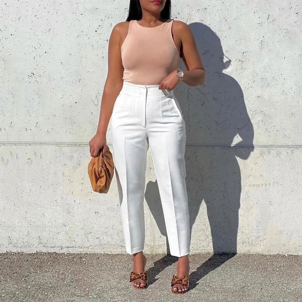 Women’s High-Waist Straight Work Pants – Elegant Office & Business Trousers