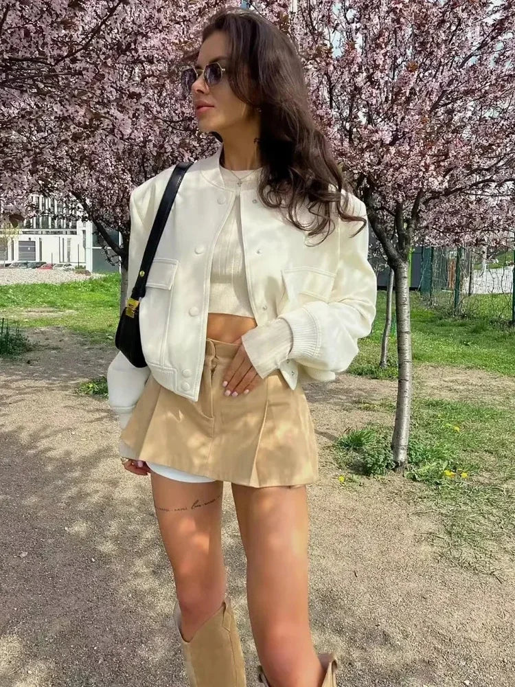 Women’s White Bomber Jacket
