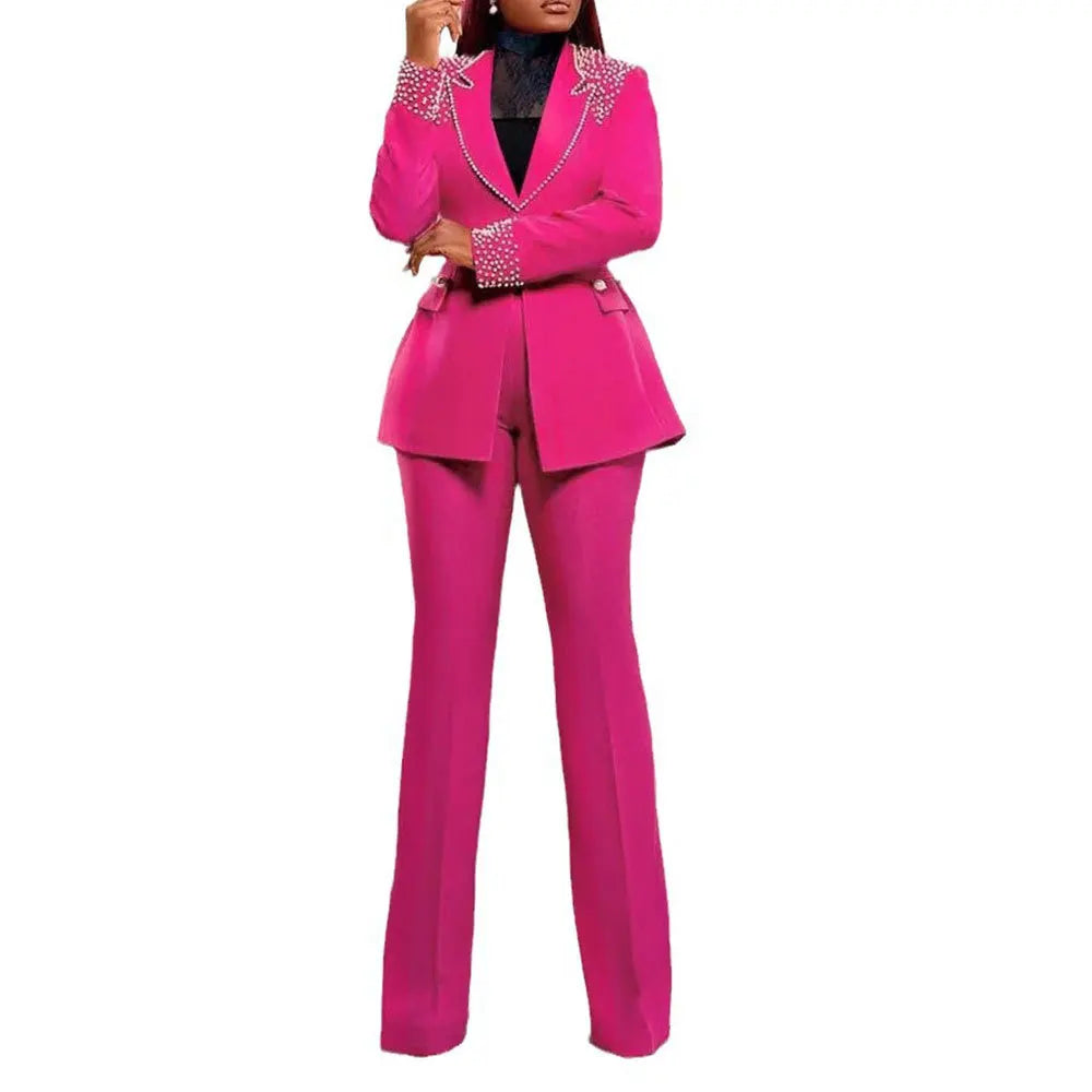 Women’s Two-Piece Pant Set – Y2K Blazer & High-Waist Slim Pants
