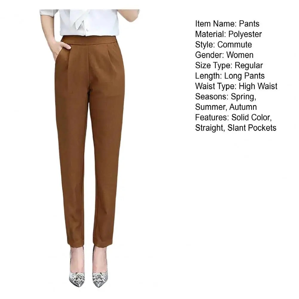 Women’s High-Waist Solid Suit Pants – Elegant Office & Business Trousers