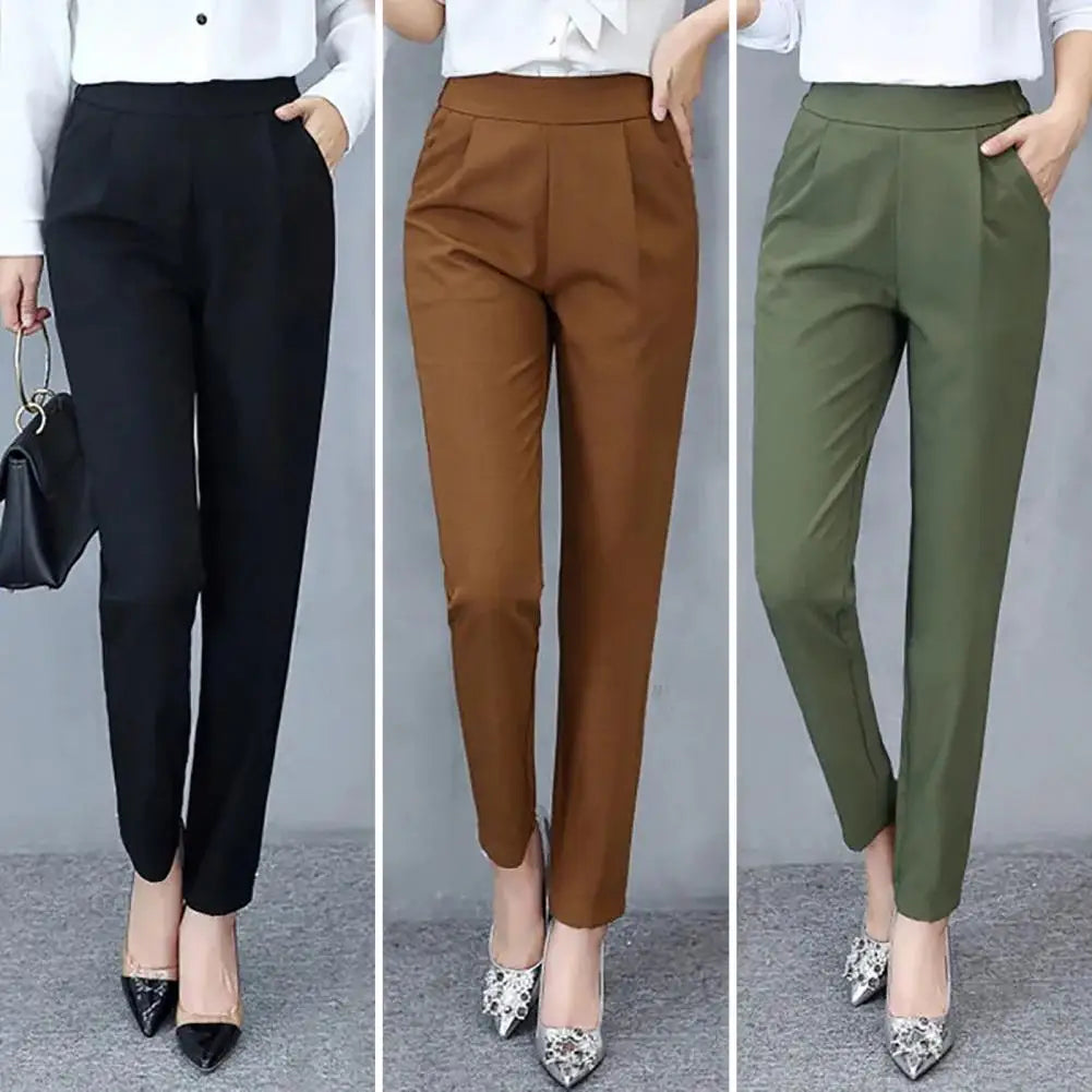 Women’s High-Waist Solid Suit Pants – Elegant Office & Business Trousers