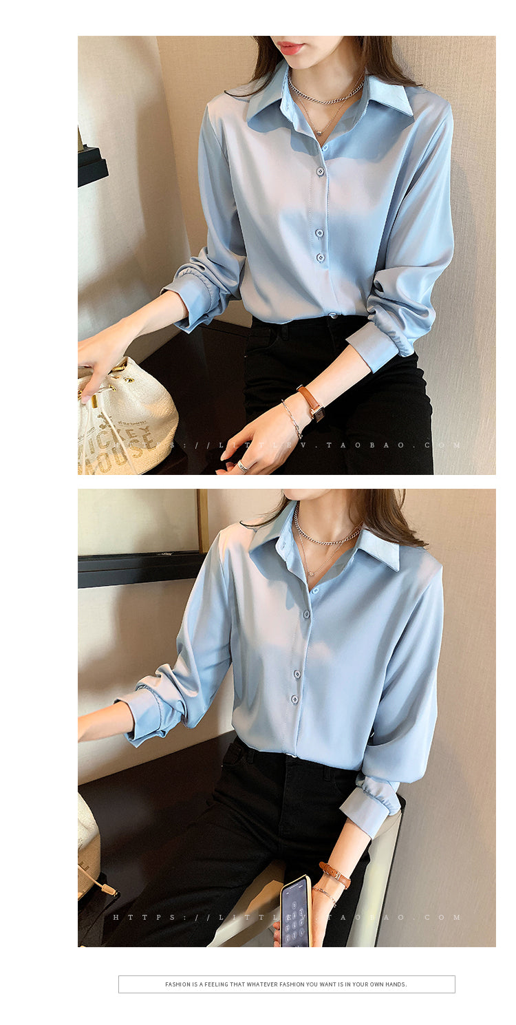 Casual Chiffon Blouse – Long Sleeve, Loose Fit