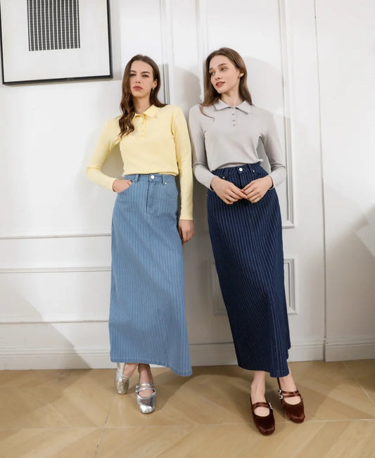 AS 2025 pinstripe denim skirt fashion woman clothes lady wear
