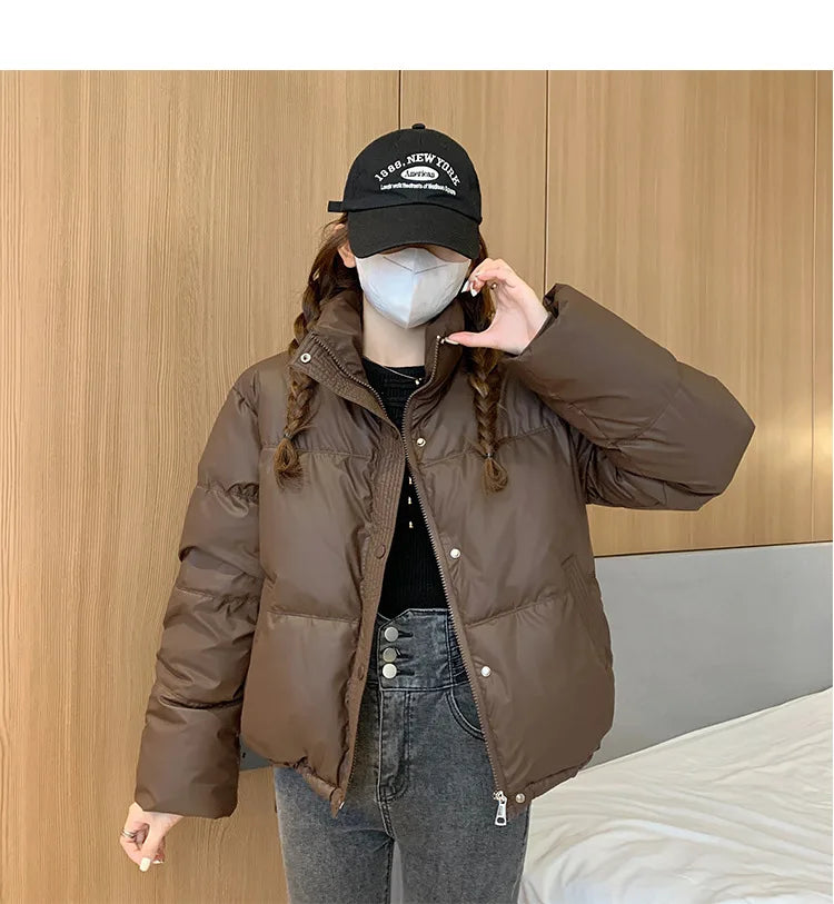 Women’s Short PU Leather Padded Jacket