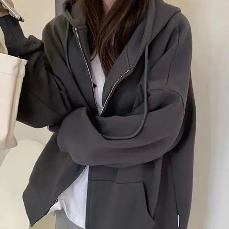 Women’s Retro Oversized Zip-Up Hoodie