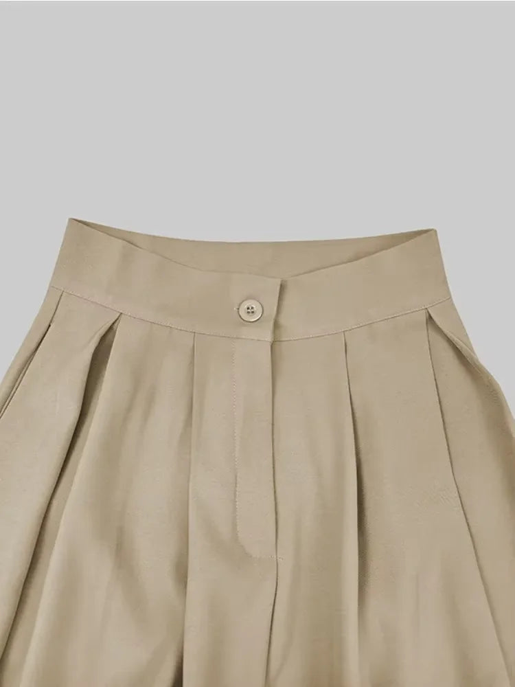 Women’s High-Waist Pleated Wide Pants – Casual Loose Solid Color Trousers