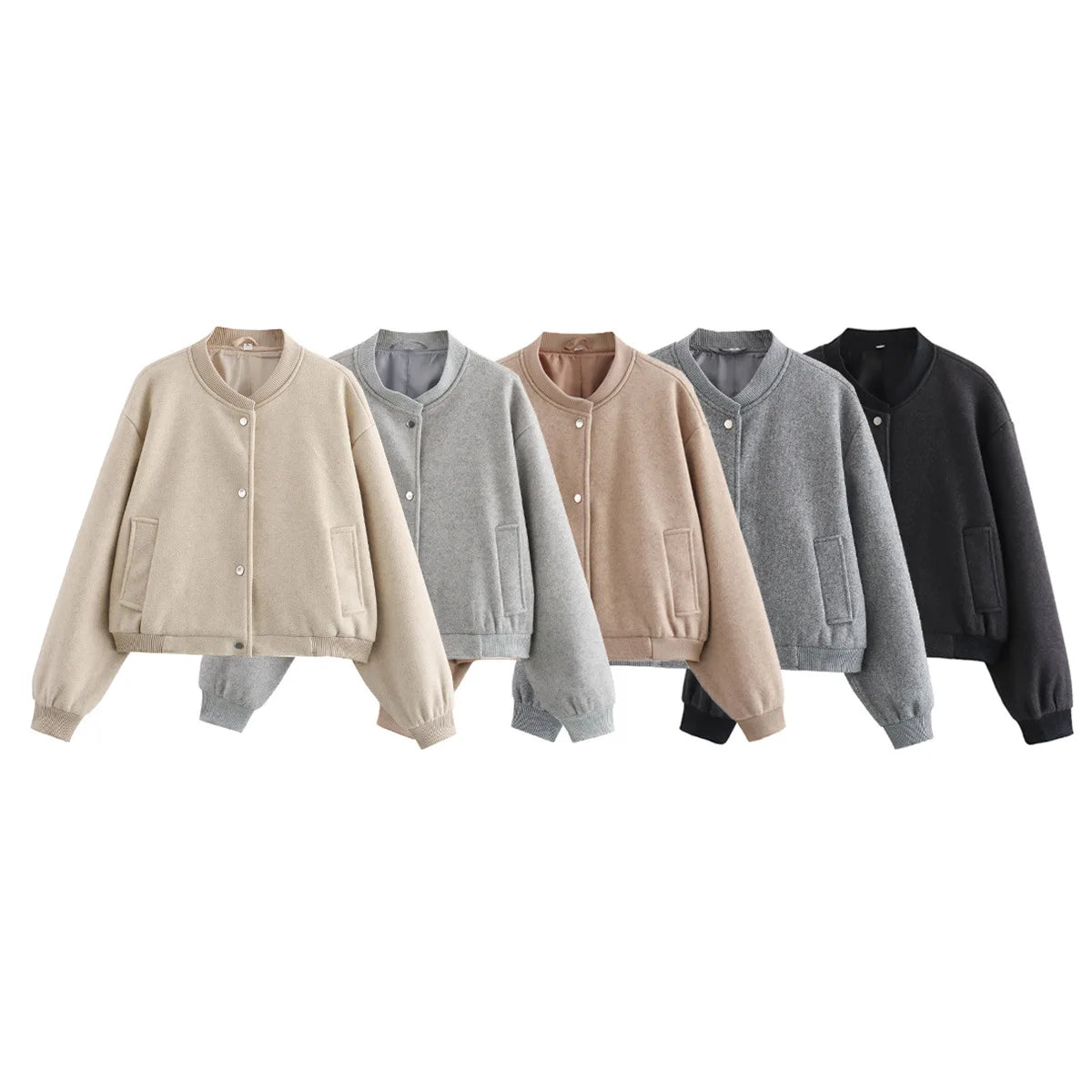 Women’s White Cropped Bomber Jacket – Autumn/Winter.