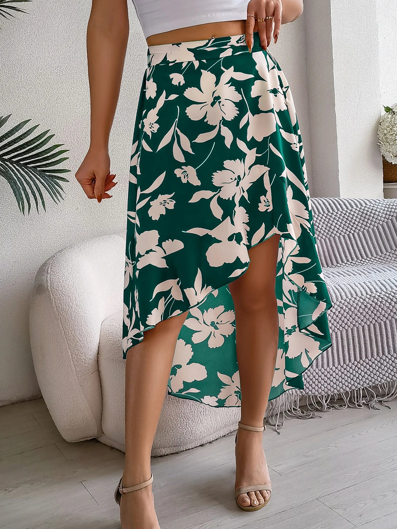 Women’s Floral Ruffle Skirt – Spring Summer