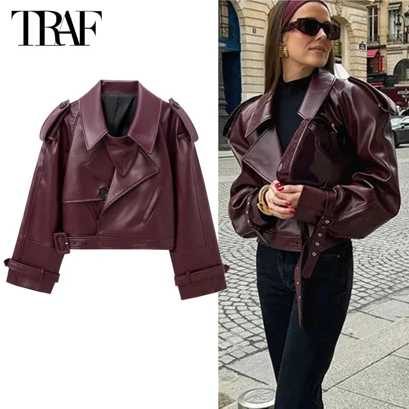 Women’s Faux Leather Bomber