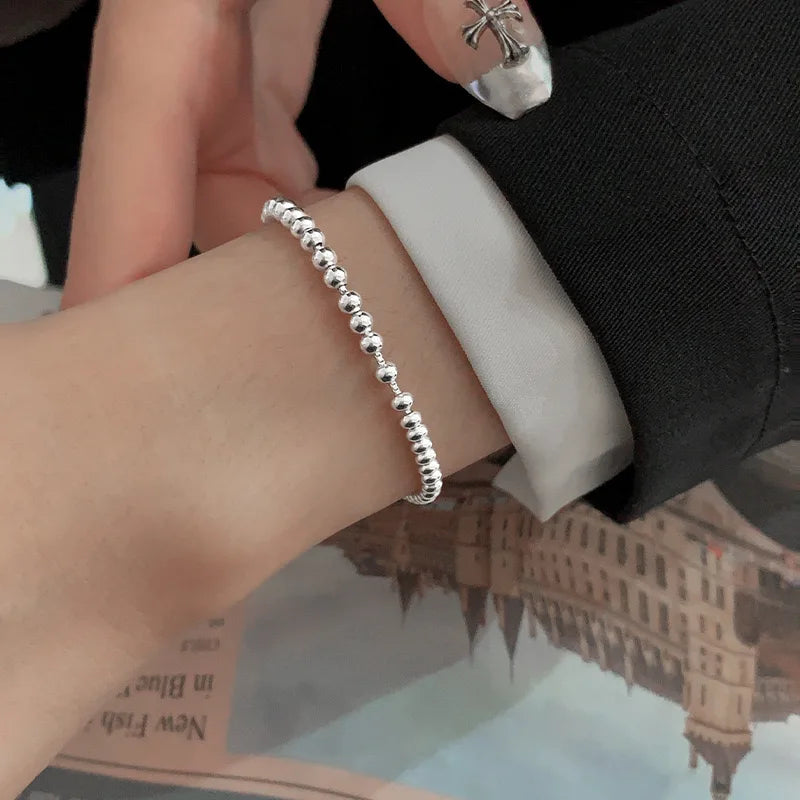 Unisex 925 Sterling Silver Bead Bracelet