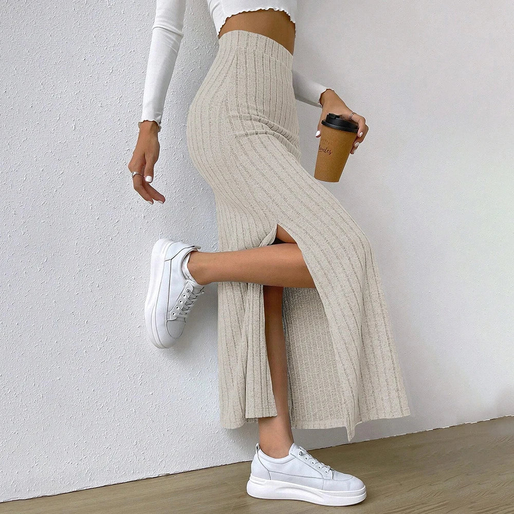 Women’s High-Waist Knitted Bodycon Midi Skirt