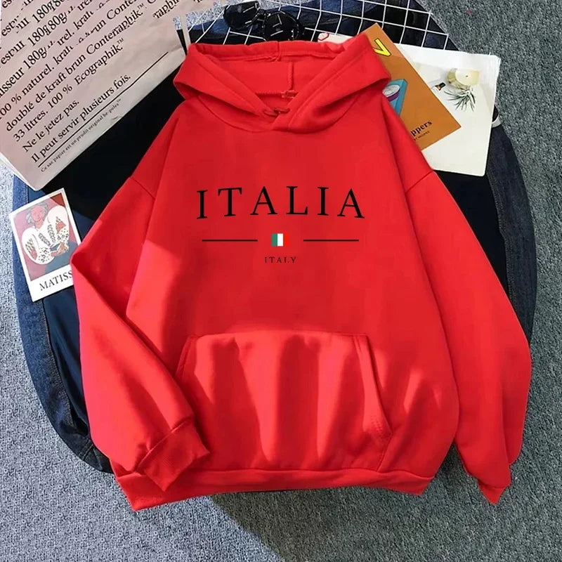 Women’s Italy Print Casual Hoodie