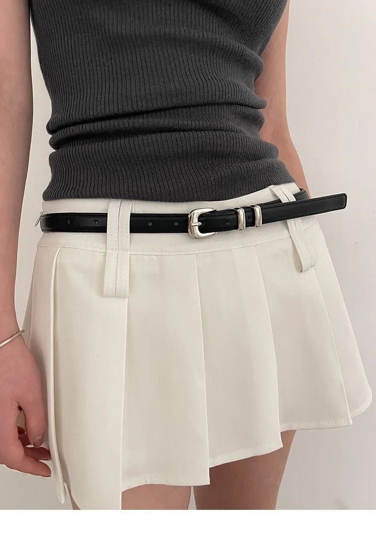 Women’s Thin Black PU Belt