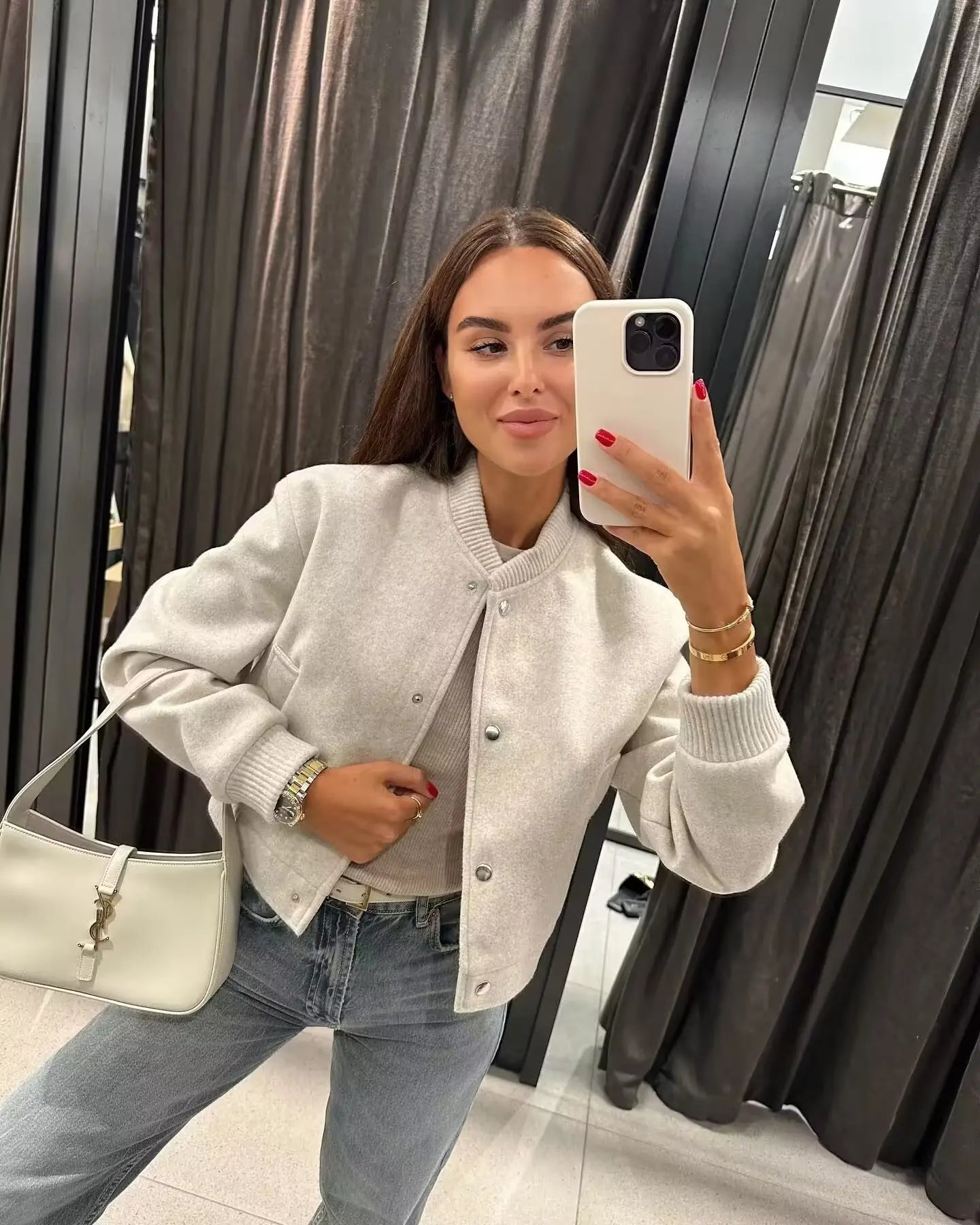 Women’s Cropped Bomber Jacket – Autumn/Winter Streetwear.