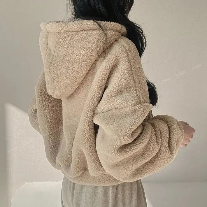 Women’s Winter Hooded Lambswool Jacket