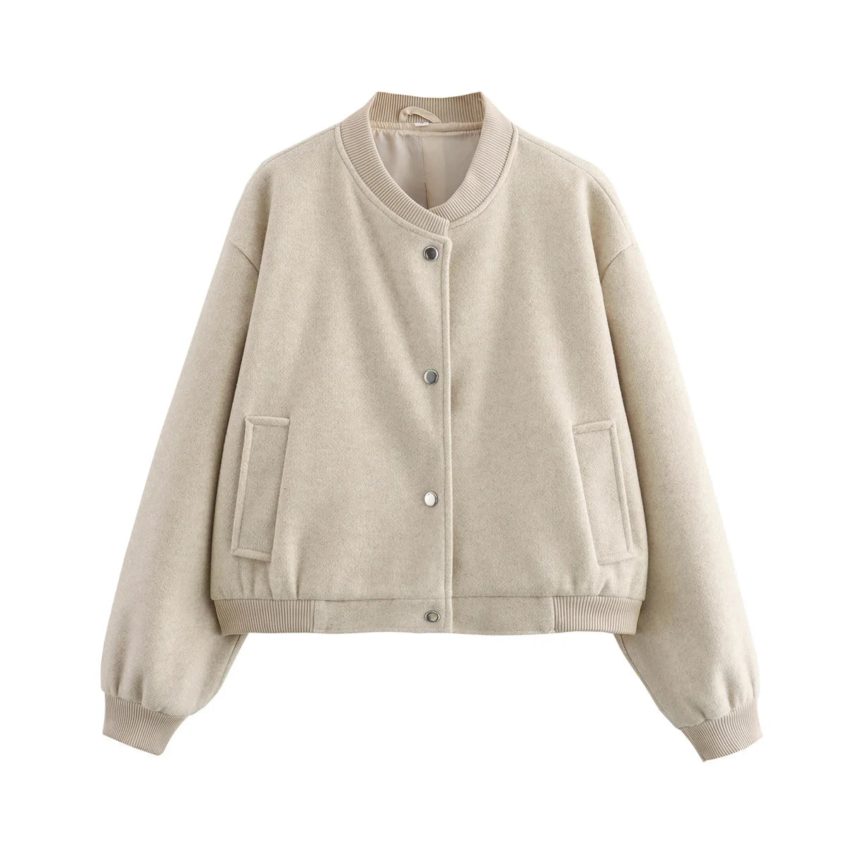 Women’s White Cropped Bomber Jacket – Autumn/Winter.