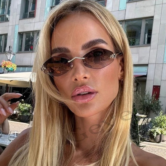 Women’s Small Polygonal Brown Sunglasses