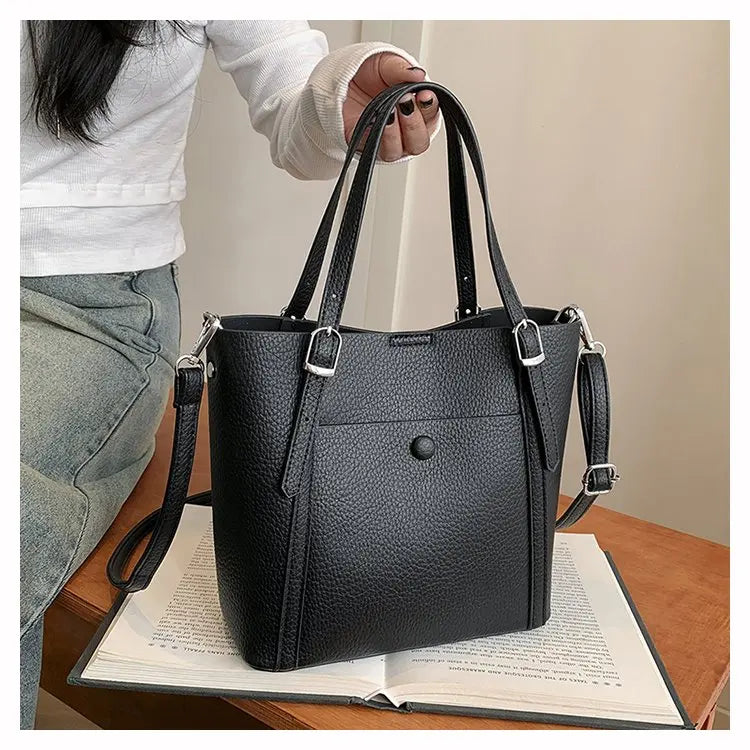 Women’s Designer Leather Handbag – Gold Accent
