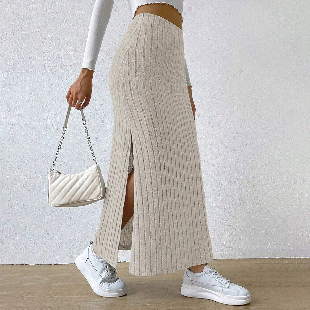 Women’s High-Waist Knitted Bodycon Midi Skirt
