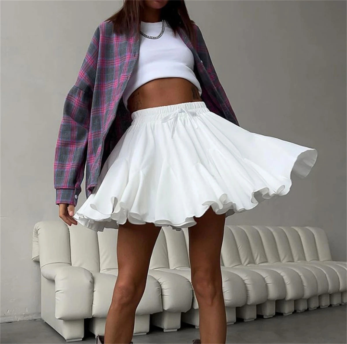 Women’s High-Waist Ruffle Mini Skirt