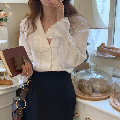 Women Blouse Female Shirt Summer Womens Blouses Spring Maxi Blusas Casual Elegant Vintage Long Sleeve Cotton Oversize Loose