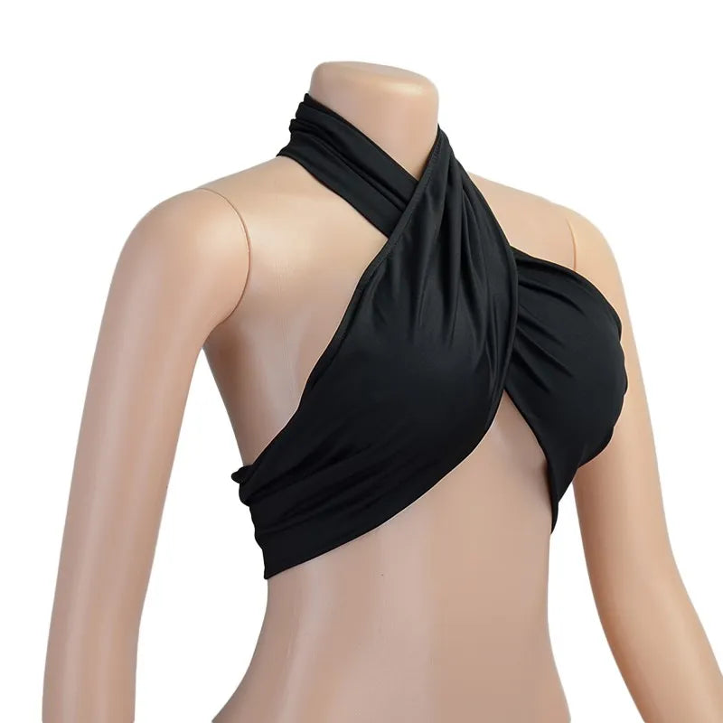 2025 Woman Clothing Sexy Cross Halter Corset Tank Tops Y2K Fashion Black Hollow Out Camis Women Tube Tops Backless Slim Crop Top