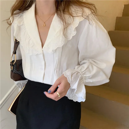Women Blouse Female Shirt Summer Womens Blouses Spring Maxi Blusas Casual Elegant Vintage Long Sleeve Cotton Oversize Loose