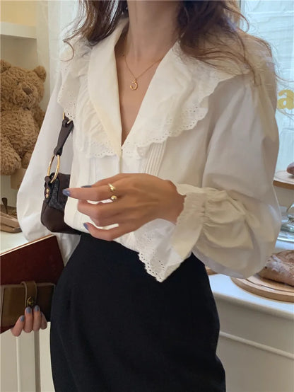 Women Blouse Female Shirt Summer Womens Blouses Spring Maxi Blusas Casual Elegant Vintage Long Sleeve Cotton Oversize Loose