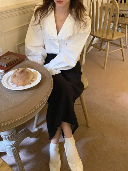 Women Blouse Female Shirt Summer Womens Blouses Spring Maxi Blusas Casual Elegant Vintage Long Sleeve Cotton Oversize Loose