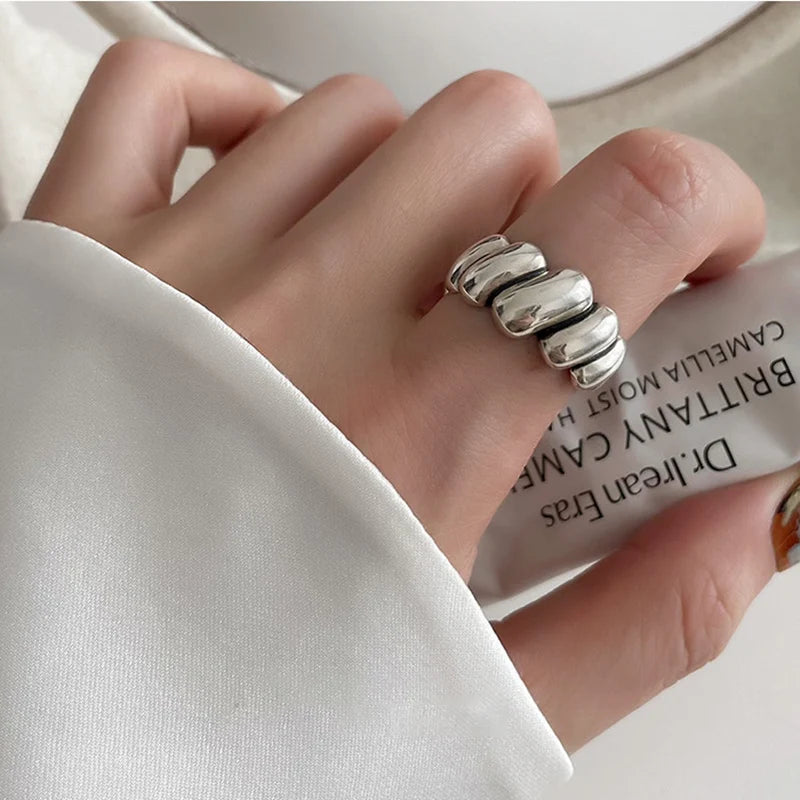 Women’s Punk Geometric Silver Ring