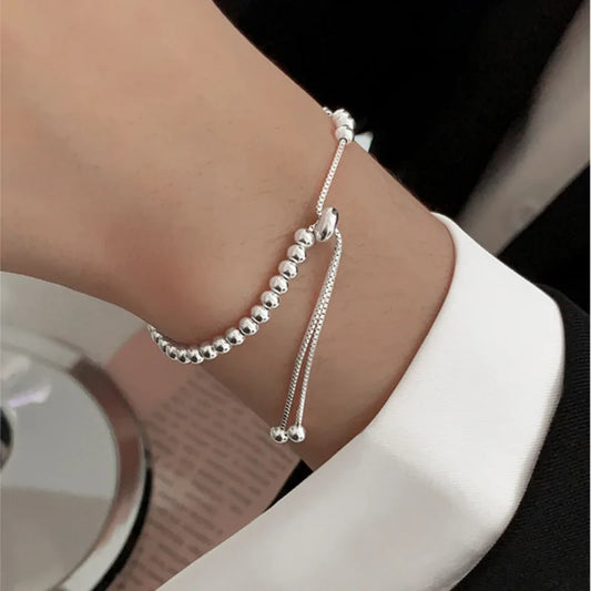 Unisex 925 Sterling Silver Bead Bracelet