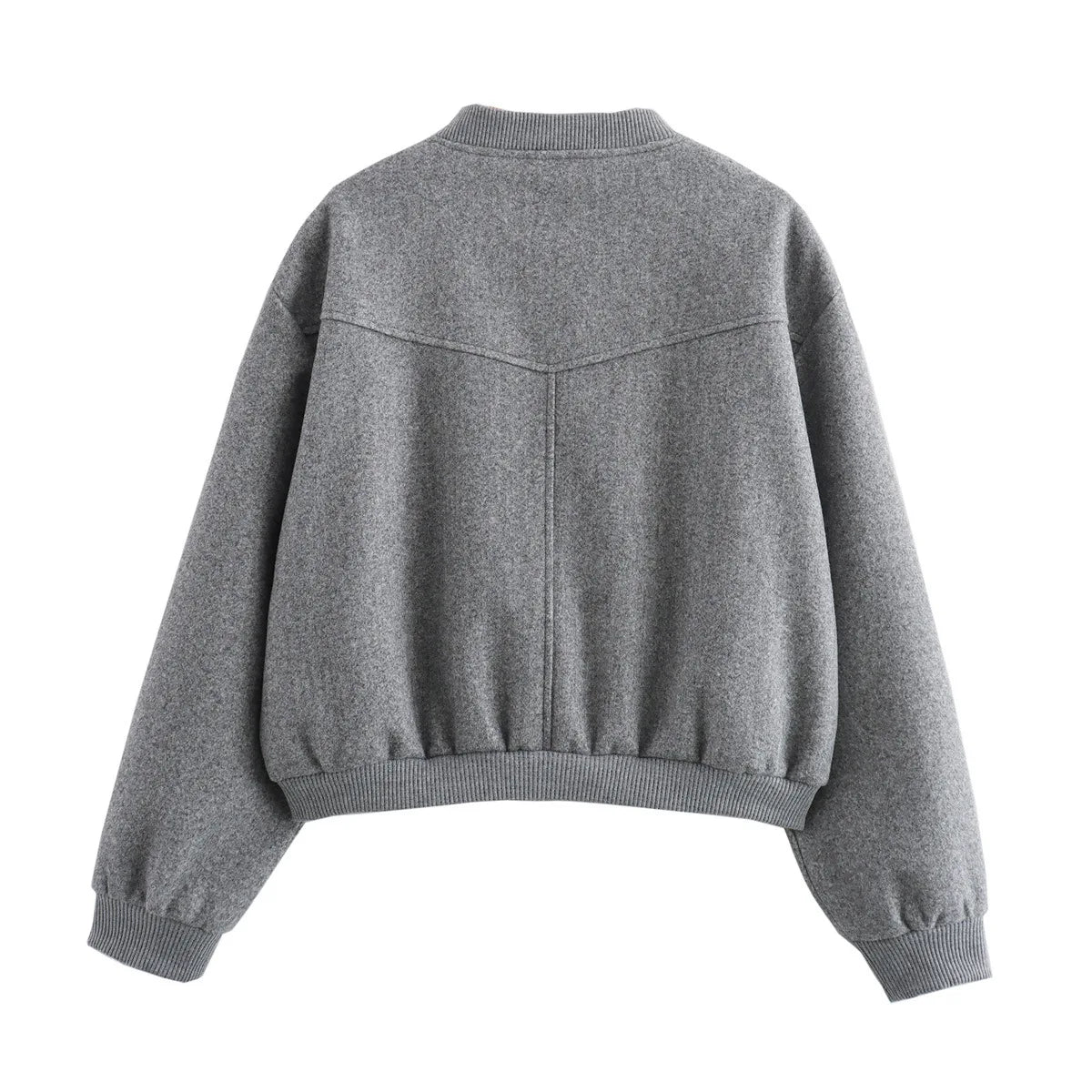 Women’s White Cropped Bomber Jacket – Autumn/Winter.