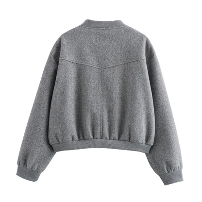 Women’s White Cropped Bomber Jacket – Autumn/Winter.